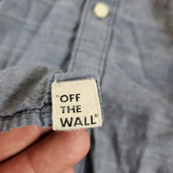 Vans Off the Wall Button Down Shirt Short Sleeve Sz XL Blue - Picture 7 of 7